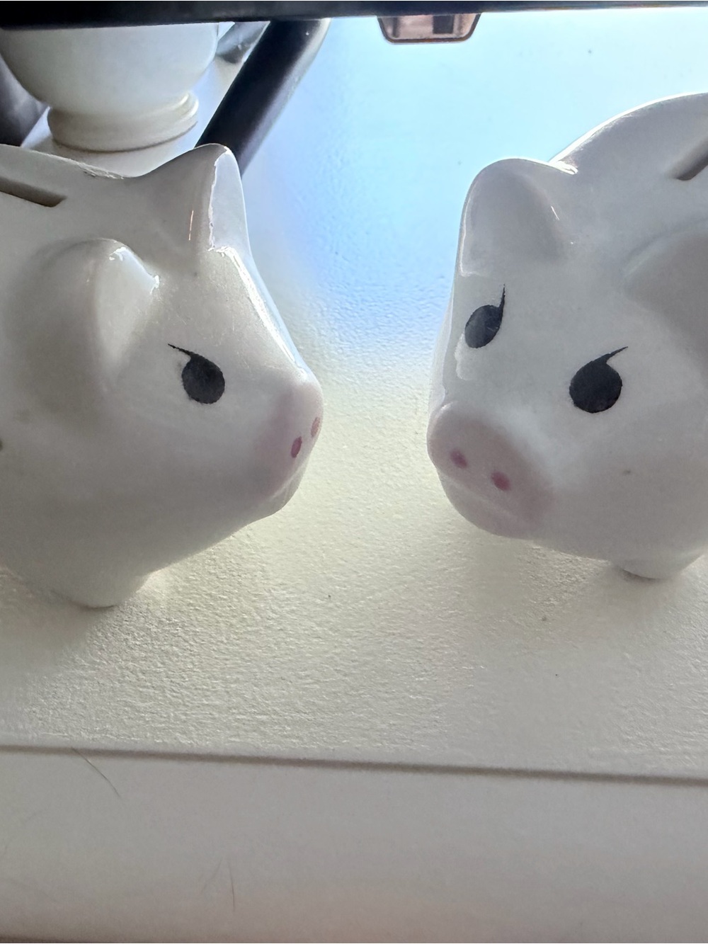 Ceramic White Pig Small Pet Bank - Decorative Coin Holder